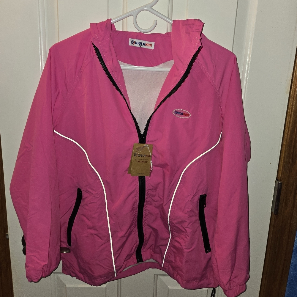 Pink Windbreaker Jacket by Welaken